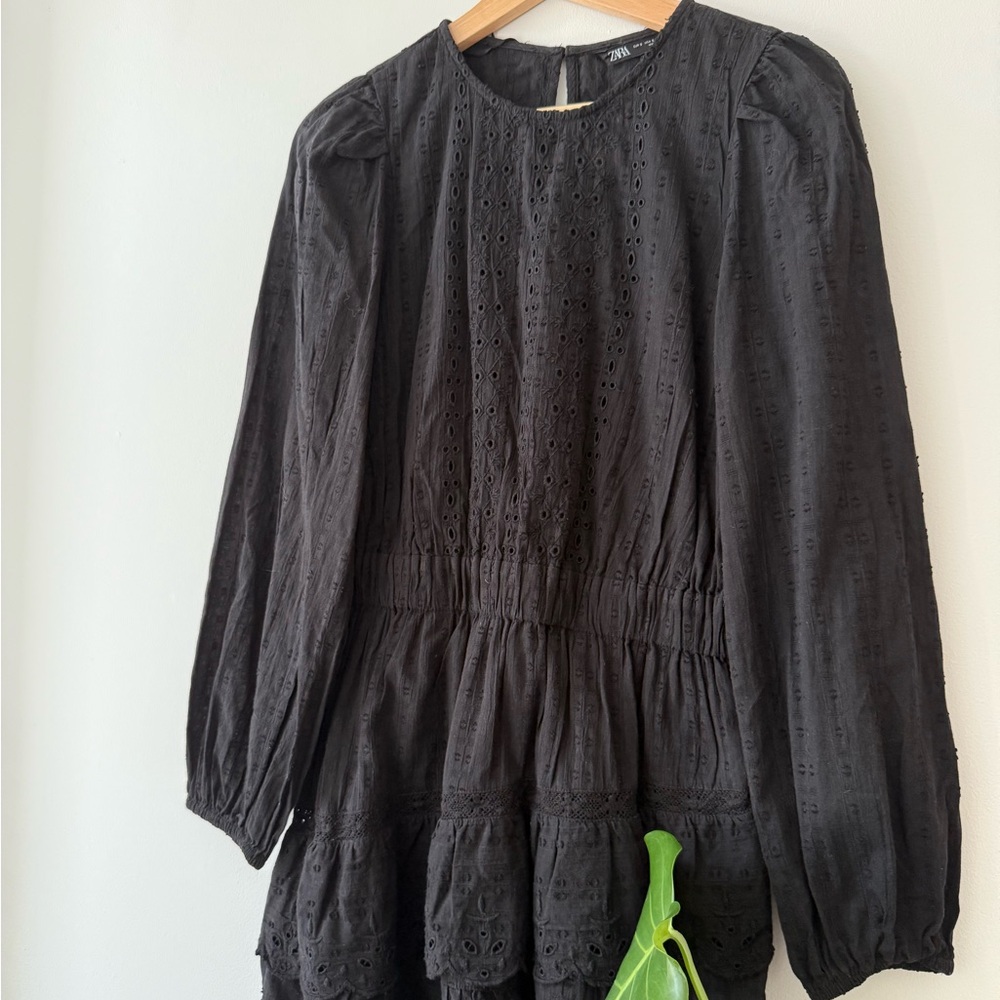 Zara Black Eyelet Blouse